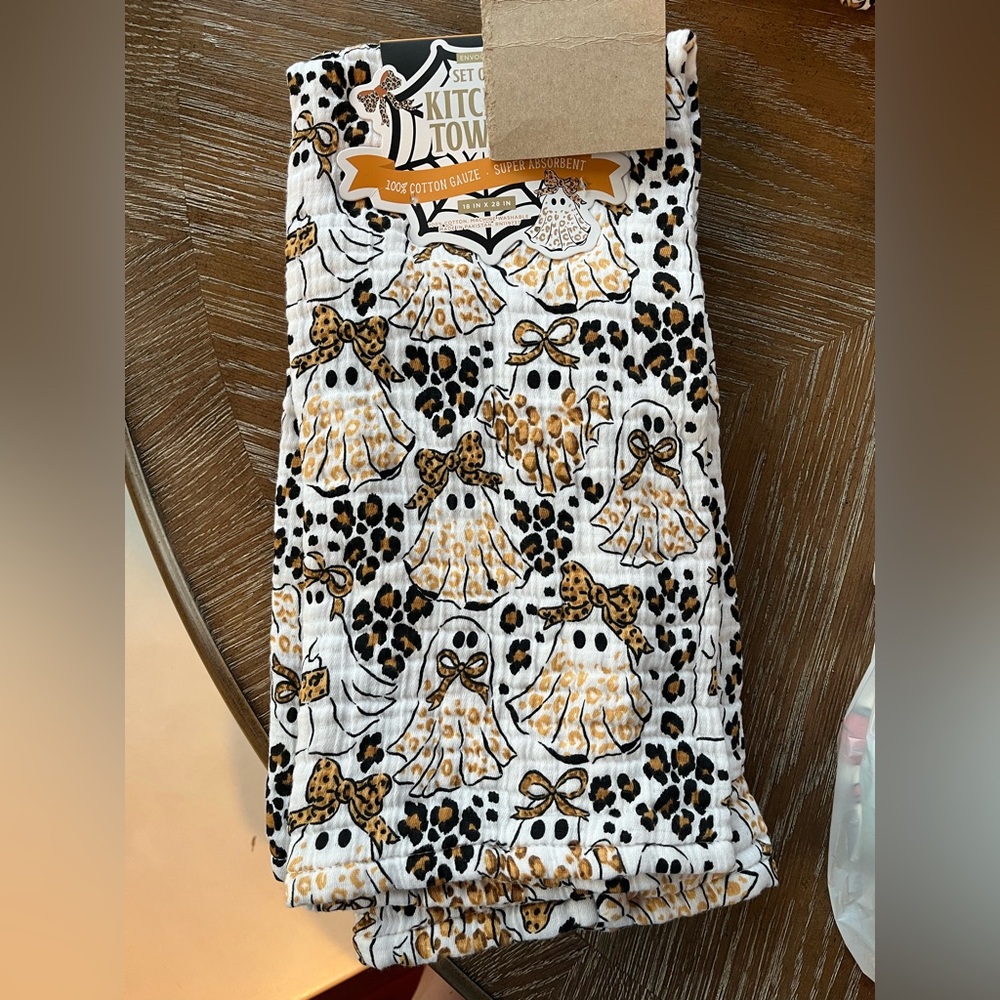 Viral Envogue Halloween Leopard Ghost Print Kitchen Towel Set